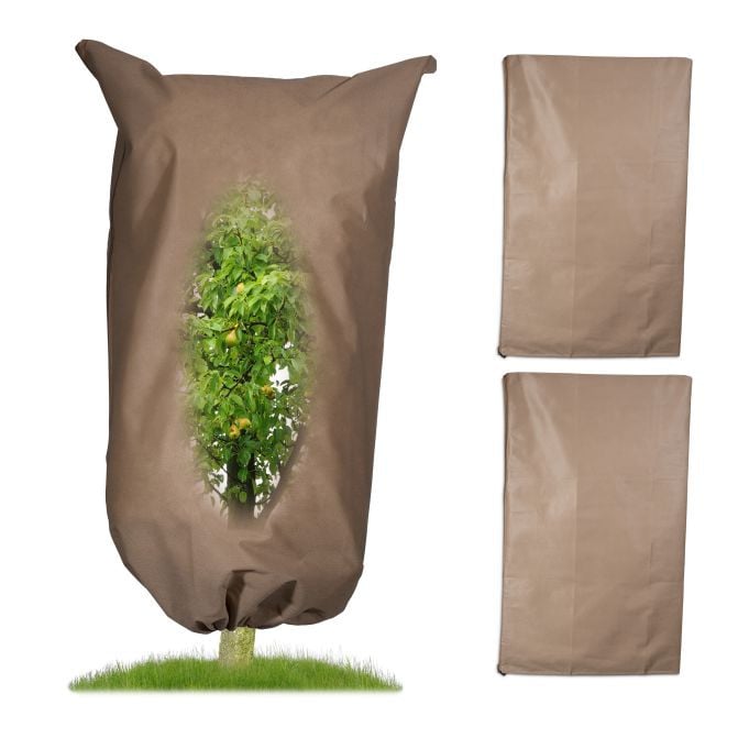 Relaxdays Set van 3 Beschermhoezen voor Planten, Beige, Vorstbescherming