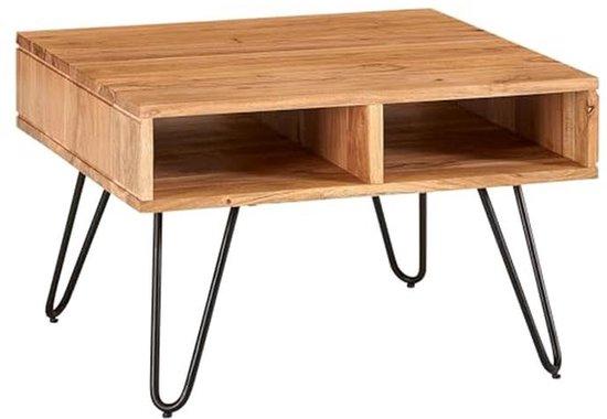 Salontisch mit Stauraum - Holz Tisch 60x60 cm - Quadratisch braunes Design