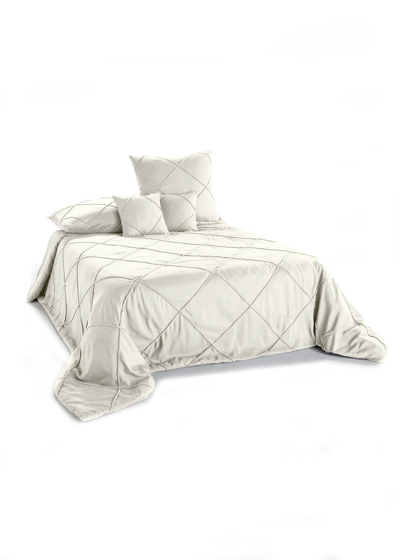 bonprix Tagesdecke mit Rechtecken, beige, Gr.280x250 cm, Tagesdecke mit Rechtecken