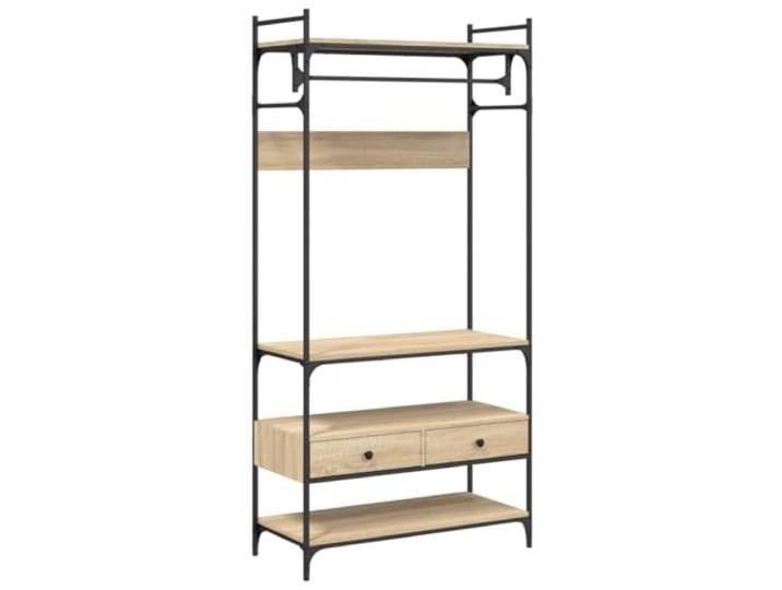 HBBMGYD Schrank mit Schubladen, Sonoma-Eiche, 89 x 39 x 184,5 cm, Holz Metallrahmen, verstellbare Füße, Wandbefestigung, Regale, Kleiderschrank, Schubladen, kleine Räume