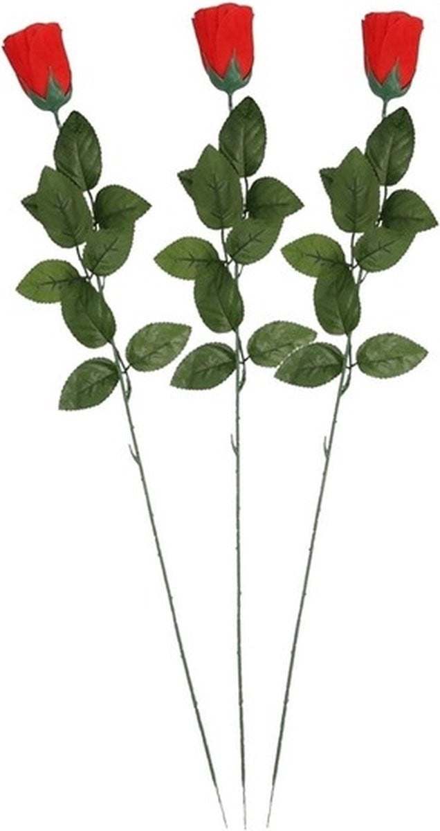 Set van 3 rode kunstrozen van 60 cm