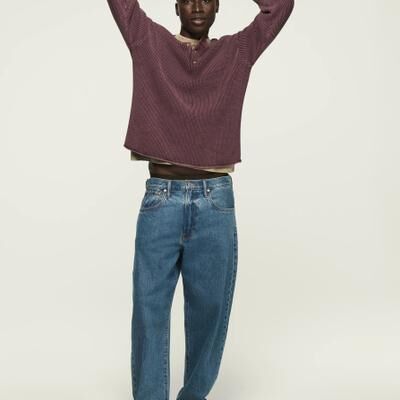 Lucky Brand Washed Ottoman Henley Sweater - Men's Clothing Tops Tees Henley Shirt in Huckleberry, Size S
