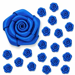 Creativery Satinrosen 2cm 20 Stück Stoffblumen zum Basteln Dekorieren Hochzeit Geschenkverpackung Blütendeko Tischdeko Handarbeit Stoffrosen Deko Blau
