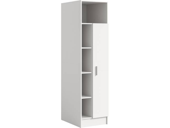 Mehrzweckschrank WELLTIME FALAS, Höhe 195cm, 1 Tür, 1 Kleiderstange, 5 offene Fächer , weiss (weiß nb), B:50cm H:195cm T:68cm, Holzwerkstoff, Schränke, Mehrzweckschrank, Universalschrank, Wäscheschrank, Badezimmer, Hauswirtschaftsschrank