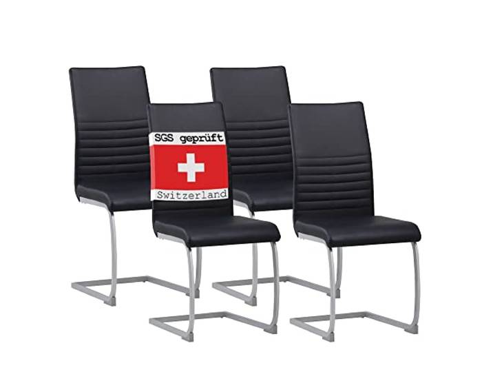 Albatros Freischwinger MURANO, 4-er Set Schwarz, SGS geprüft, Esszimmerstühle