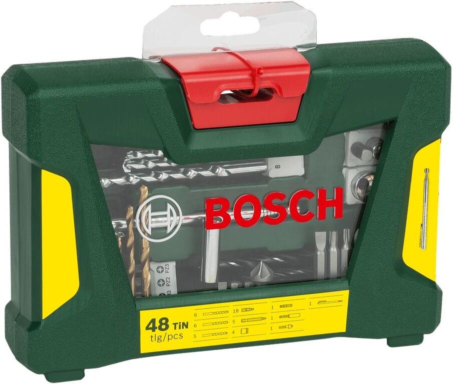 Bit-Set BOSCH "V-Line TiN, 48-teilig", grün (bunt), B:6cm H:16,2cm, Bits, Bit-Set bunt Einheitsgröße