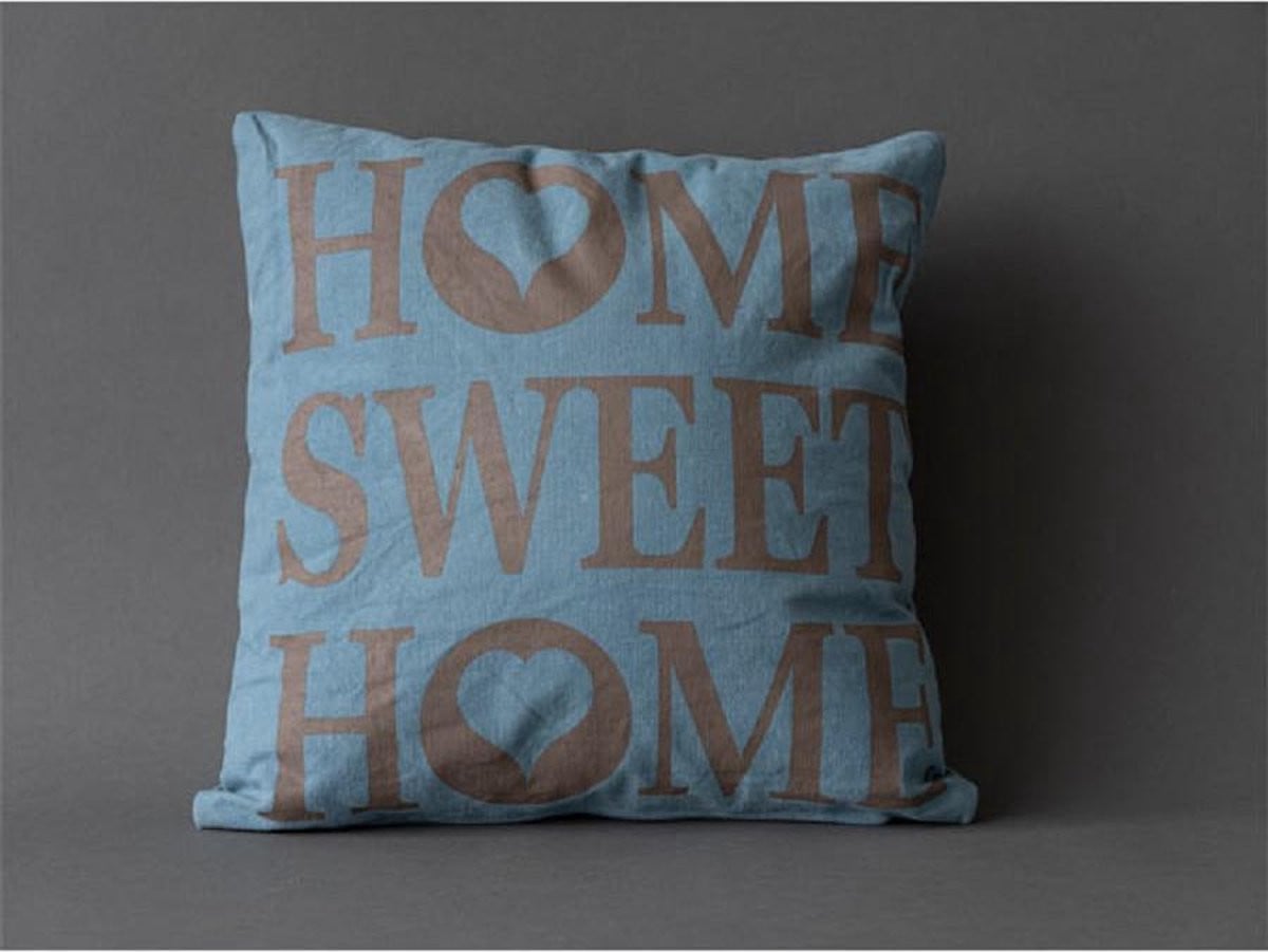 Kussenhoes Home Sweet Home blauw 45 x 45 cm