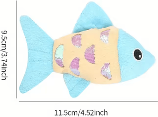 Inspire Curations CrinkleCatch Fish Catnip Kicker Toy blue