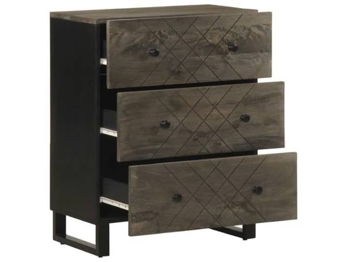 HKLGBVCR Anrichte, schwarz, 60 x 33 x 75 cm, Massivholz, Mangoholz Stabile Metallbeine, Wandbefestigung inklusive, natürliche Holzmaserung, zugänglicher Stauraum, Wohnzimmer, Esszimmer