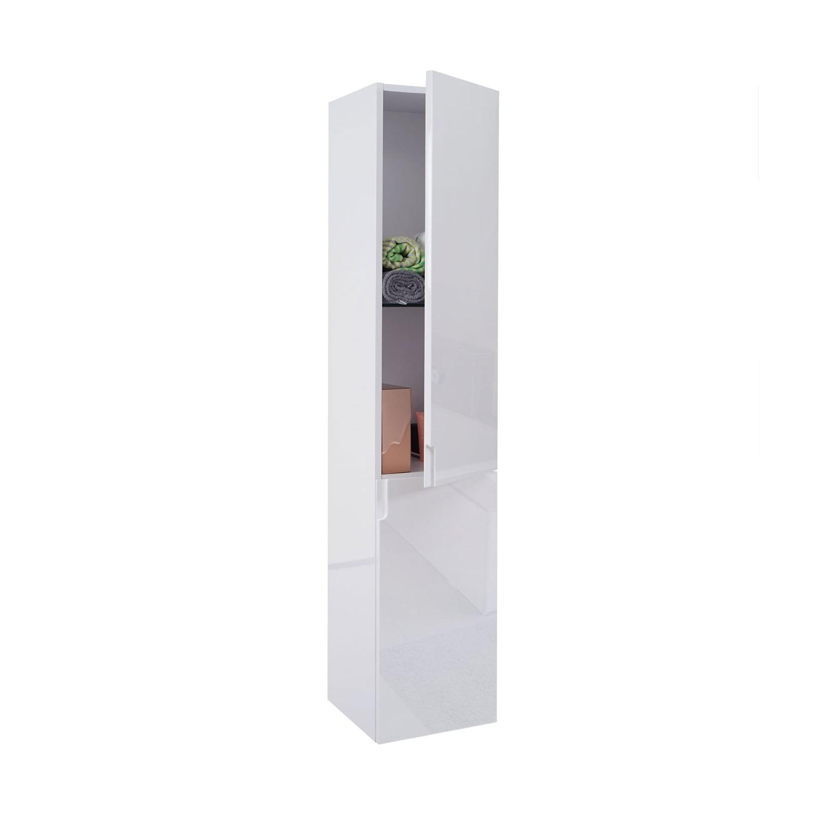 Hängeschrank MCW-B19, Midischrank Hochschrank Badezimmer Badmöbel, hochglanz 150x30cm ~ weiß