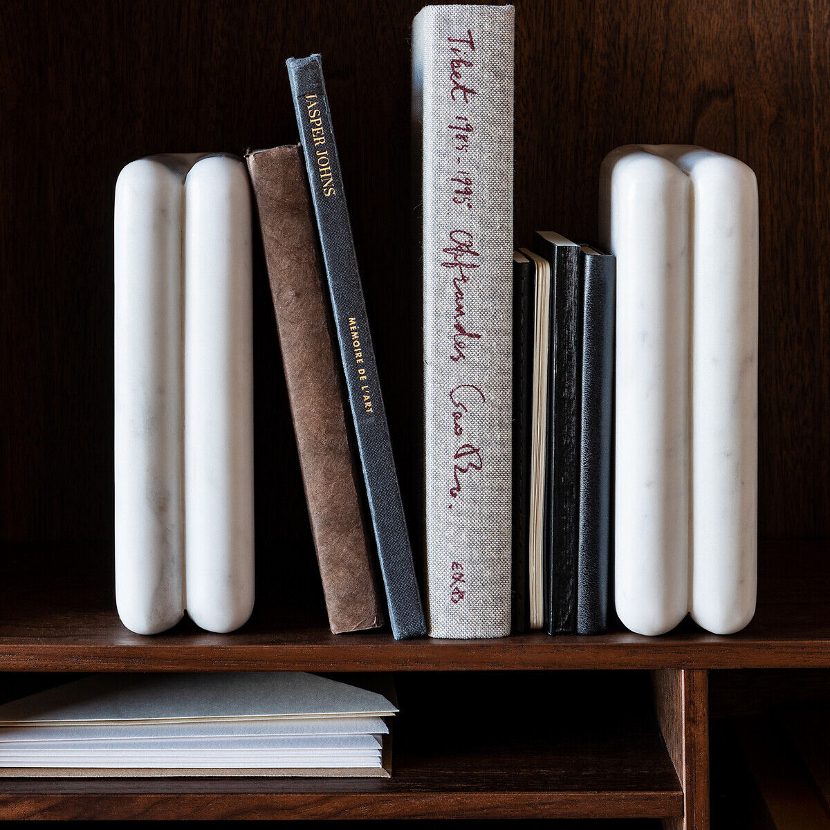 AM.PM Lot de 2 serre-livres en marbre blanc, Scafi