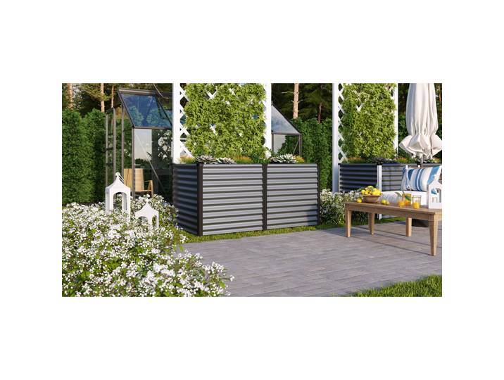 Hochbeet Hochbeet Linus 858, Anthrazit, Schwarz, Metall, 96.2x85.8x187.7 cm, Gartenzubehör, Hochbeete
