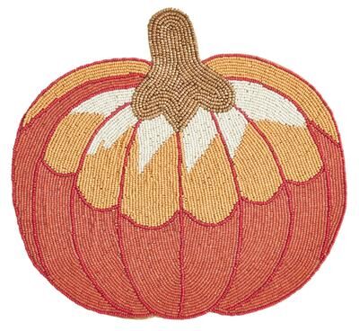 Saro Lifestyle Glass Beads Placemats With Pumpkin Design (Set of 4)