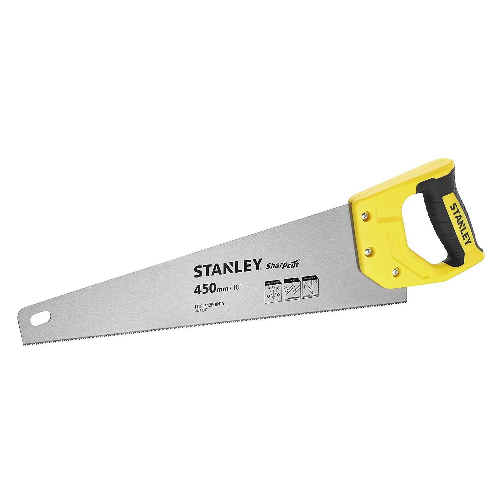 Stanley Handsäge Sharpcut (18"/450 mm, Fuchsschwanz mit 11 Zähne/Inch für feines Arbeiten, doppelt g (STHT20370-1)