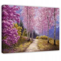 LEINWANDBILD Wald Birken Rosa 120x80 cm