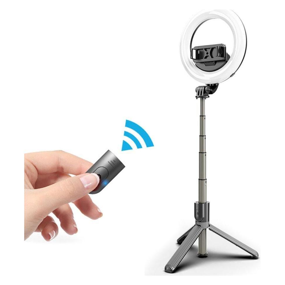 Mocco 4in1 Universal Selfie Stick with 3-Tone LED Lamp / Tripod Stand / Bluetooth Remote Control (MOC-SELF-4IN1-VLOG)