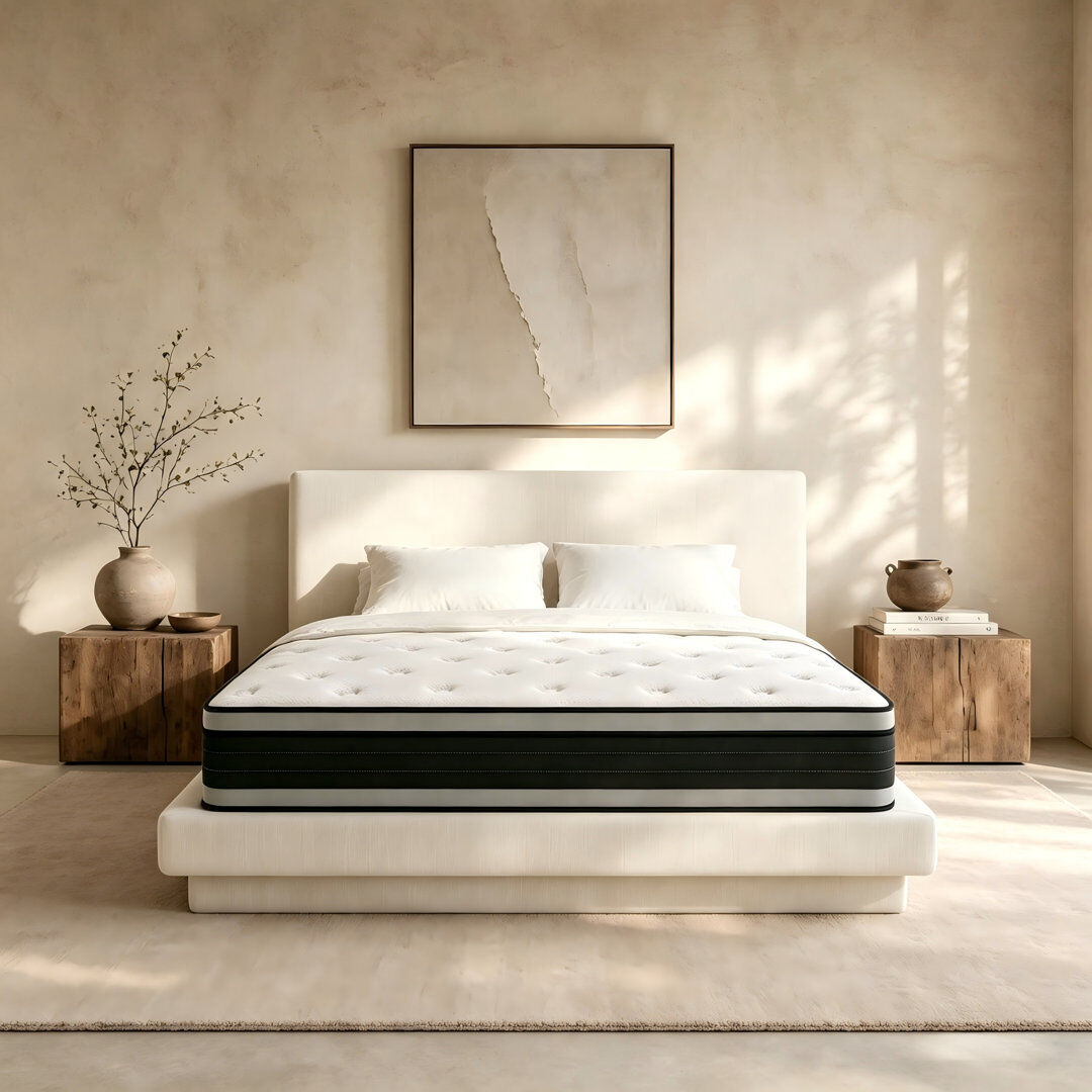 White Noise 36cm Medium Hybrid Sprung Mattress In A Box Pillow Top 3000 Mattresses Double (4'6)