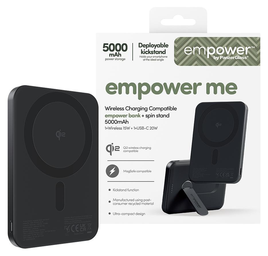 PanzerGlass Powerbank met Spin Stand, 5000mAh, Space Black