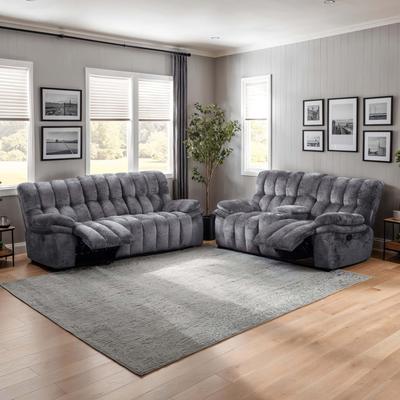 Furniture of America Lasside 2-Piece Upholstered Manual Reclining Sofa Set