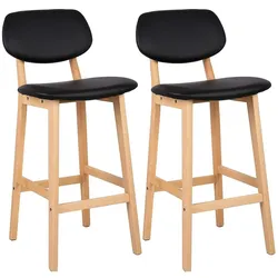 Helloshop26 - Barhocker aus Kunststoff mit Holzgestell 2er-Set schwarz 19_0000449