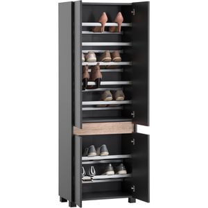 Schildmeyer Schuhschrank Cosmo, 701779, anthrazit, 7 Fächer für 24 Paar, Holz, 57 x 165 x 33cm
