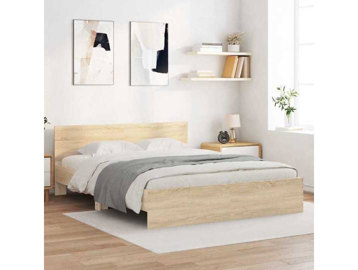 Simple LIT durable - Structure de lit - sans matelas - Chêne sonoma 140x190cm EU25_X85792