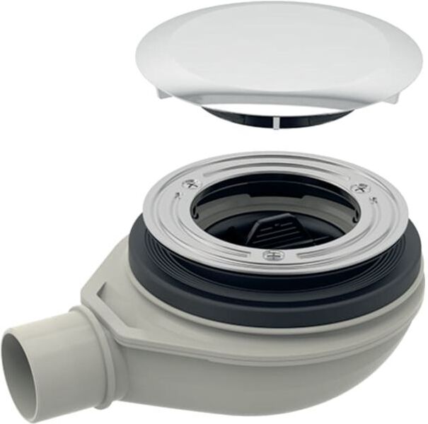 Geberit d90 Duschwannenablauf 150582211 hochglanz-verchromt, mit Ablaufdeckel, Sperrwasserhöhe 30mm, Abgang aus PP