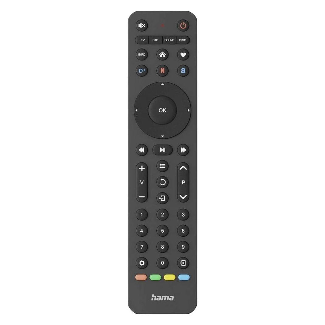 Hama Universal-Fernbedienung TV, Infrarot, für 4 Geräte, lernfähig, App-Tasten (Universal Fernbedienung, Infrarot) (00221053)