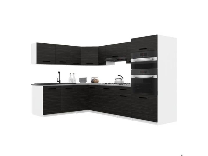 BELINI Cuisine Équipée Complète ITALIA 8 420 cm - Cuisine en L avec Colonne Four - Ébène