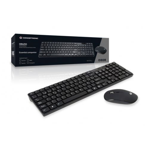 Conceptronic Wireless Keyboard+Mouse,ES, schwarz