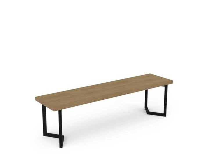 Demeyere Holzbank im Industriestil, multifunktional, trendig, Farbe: Hamilton Eiche & mattschwarzes Finish, 158 x 44 x 40 cm