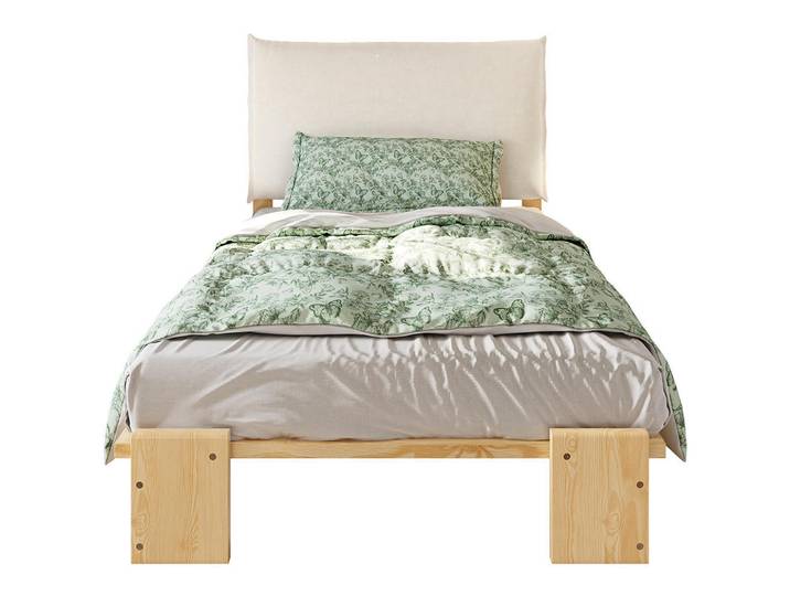 Komhtom Einzelbett 90x200 cm in Natur mit Breitere Bettbeine, Naturfarben, Holz, Mode, 90x206 cm, Schlafzimmer, Betten
