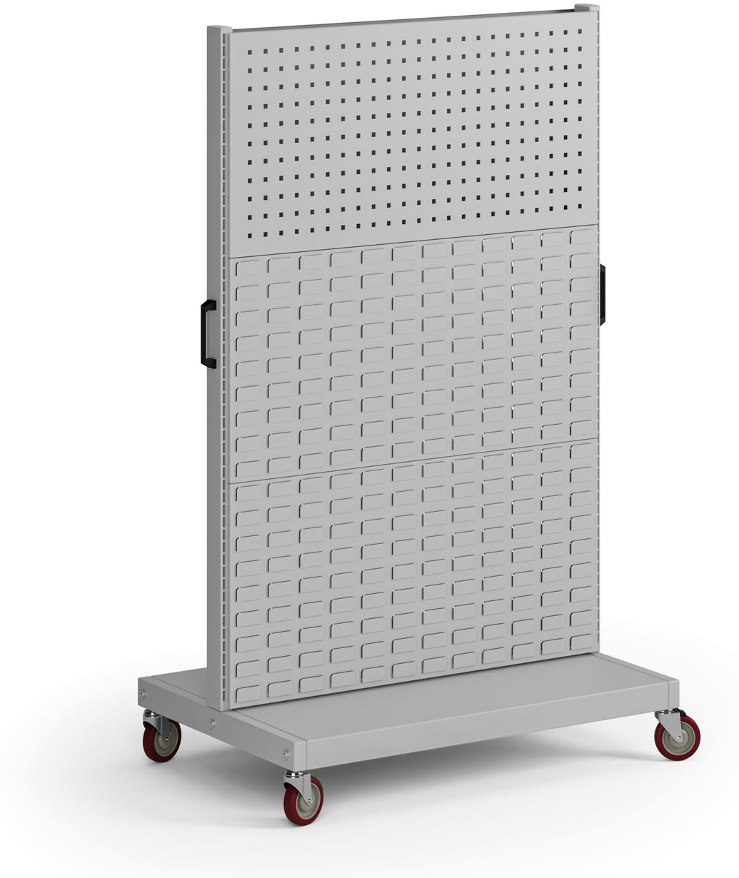 B2B Partner Stojak na kółkach, 2x panel na narzędzia, 4x panel na pojemniki, 960 x 640 x 1605 mm