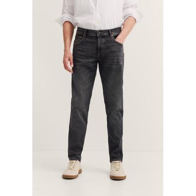 5-Pocket-Jeans BUGATTI "Tapered Fit", Herren, Gr. 35, Länge 32, grau (273, dunkelgrau), 91% Baumwolle, 7% Polyester, 2% Elasthan, Jeans 5-Pocket-Jeans, aus Stretch Handcrafted Denim