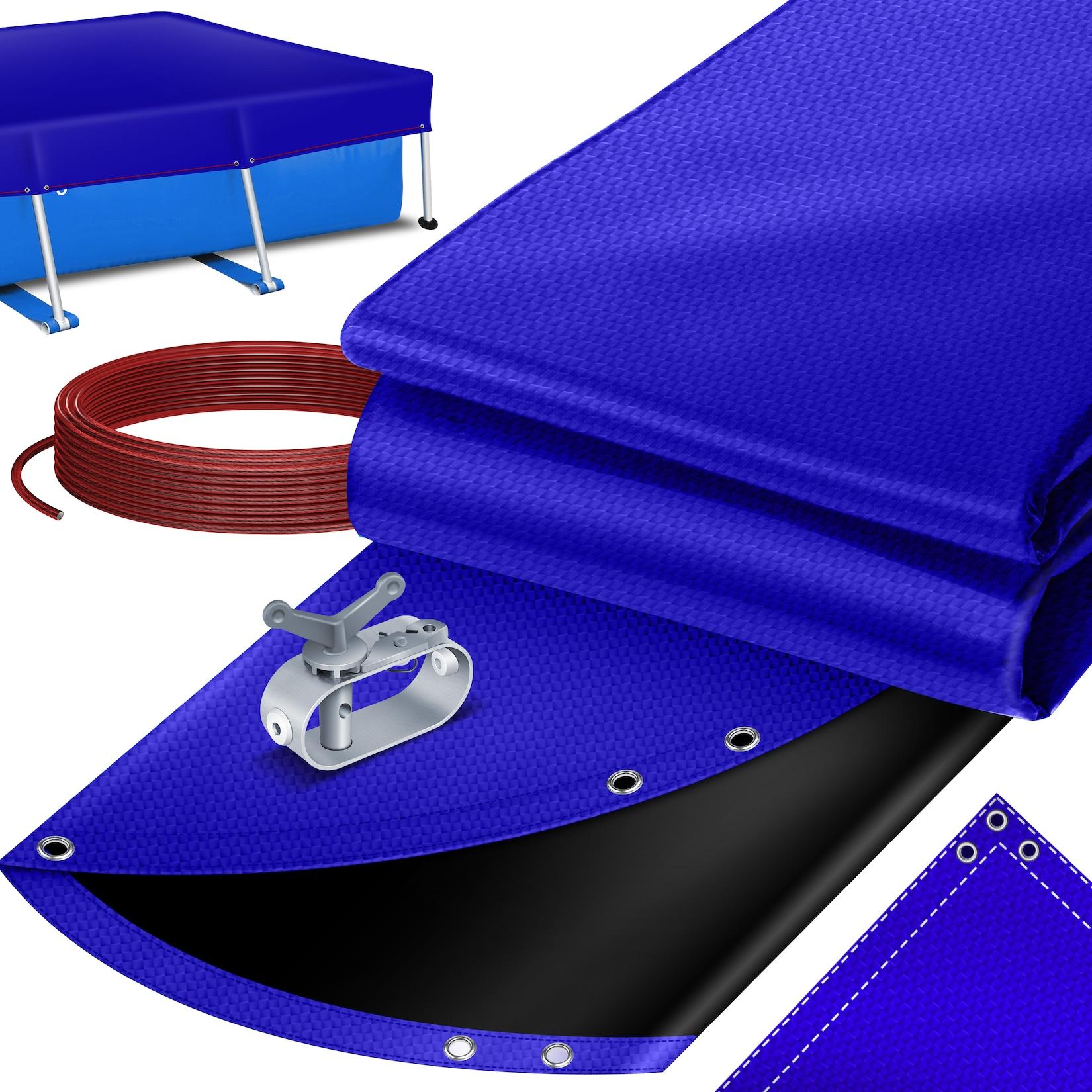 KESSER® Solar Poolabdeckung Pool Abdeckplane Poolplane aus 200g/m² PE Material Inkl. Stahlseil + Seilspanner mit ösen Solarplane Abdeckung UV-resistente Sommer & Winter