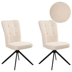 ESSZIMMERSTUHL 2er-Set drehbar Bouclé Hellbeige Ryan