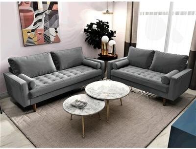 US Pride Furniture Mac Velvet Mid-century Style Set