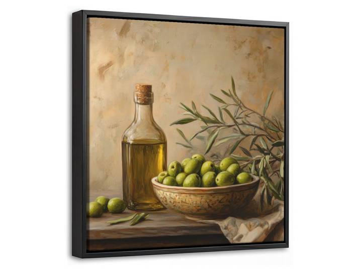 LEINWAND Bilder mit Rahmen - Oliven - Stilleben - Vintage - 20x20