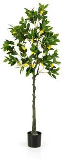 Costway Artificial Lemon Tree 2.6/4/5.2 Feet Tall Fake Lemon Plant wuth Lemon Fruits-5.2 ft