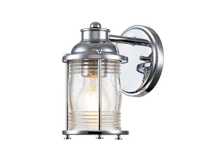 Elstead Lighting Badezimmer-Wandleuchte Ashland Bay, Chromfarben, Metall, Glas, 12.7x20.6 cm, Europäischer Sicherheitsstandard, CE, Lampen & Leuchten, Innenbeleuchtung, Wandleuchten, Spiegelleuchten