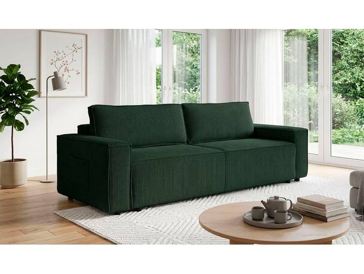 Schlafsofa OTTO HOME CASSI 3-Sitzer, 240 cm - OTTO. Verlässliche Qualität. , grün, B:240cm H:80cm T:48cm, Sofas, Schlafsofa, Schlaffunktion (134/200), Bettkasten, Cord, Unser Tiefpreis