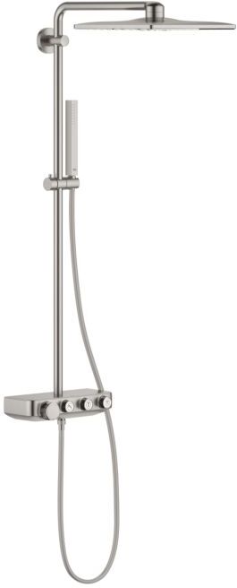 Grohe Duschsystem 26508DC0 supersteel, mit AP-Thermostat, Duscharm 45cm schwenkbar