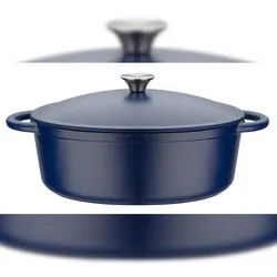 GSW Gusseisen Ovaler Bräter Blue Magic 33 x 26 x 12cm, induktionsgeeignet, backofengeeignet bis 240°C