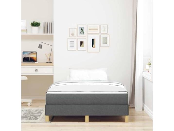 KTHLBRH Boxspringbett mit Matratze dunkelgrau 120 x 190 cm Stoffbezug, technisches Holz, modernes Design, bequem für Schlafzimmer