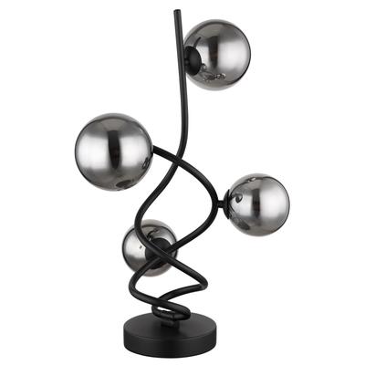 GLOBO LIGHTING Tischleuchte "RIHA", schwarz (schwarz matt), 4, 1 Stk., Leuchten, Nachttischlampe, Flur, Wohnzimmer, Glas, Design, Tischleuchte