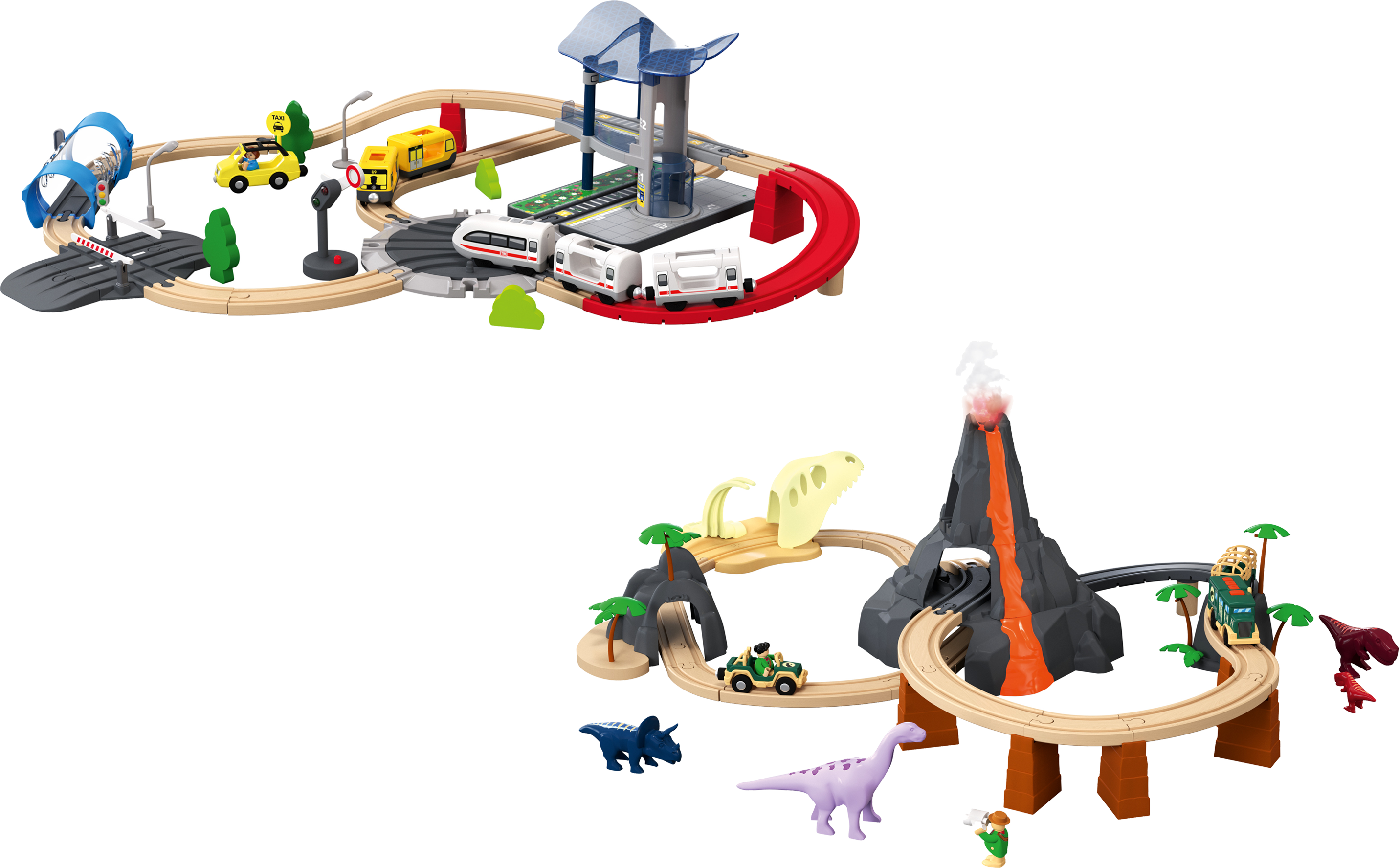 LUPILU® Holz Eisenbahnset XL City / Dino