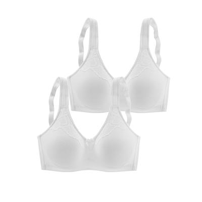 Bügelloser BH NATURANA "Cotton", Damen, Gr. 75, Cup C, weiß (2xweiß), Obermaterial: 95% Baumwolle, 5% Elasthan. Spitze: 81% Polyamid, 19% Elasthan, unifarben, bequem, BHs BH BH-Set Soft-BH Schalen-BH Bügelloser-BH, vorgeformte Soft-Cups, breite...