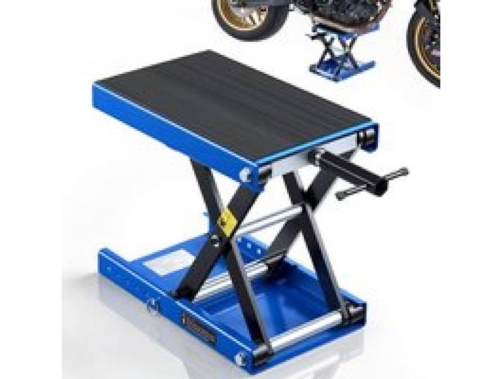 VEVOR Motorradheber 499 kg Tragkraft Motorradhebebühne mit Breiter Auflagefläche Sicherheitsbolzen 95-340 mm Höhenverstellbar Scherenheber aus Stahl für Straßenmotorräder Cruiser Schwarz Blau
