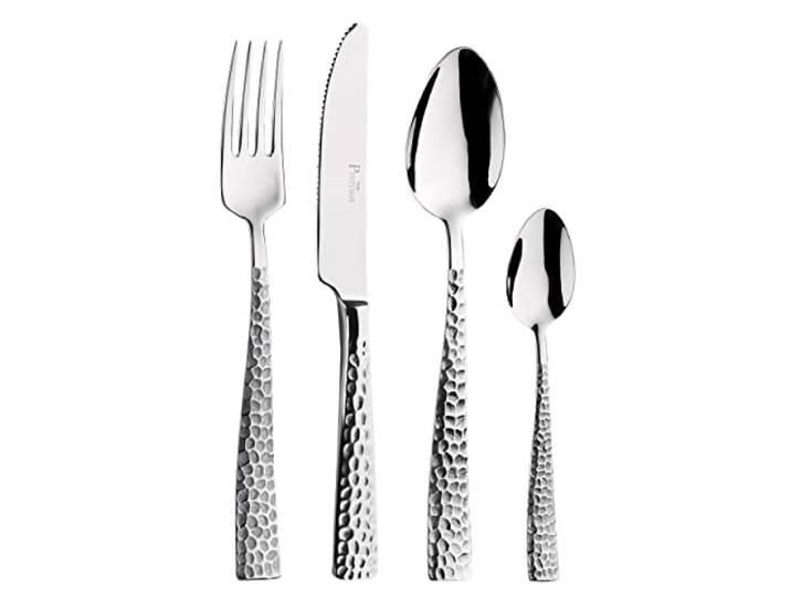 Pintinox, 48-teiliges Besteck-Set Palace, gehämmert, Edelstahl, Made in Italy, für 12 Personen