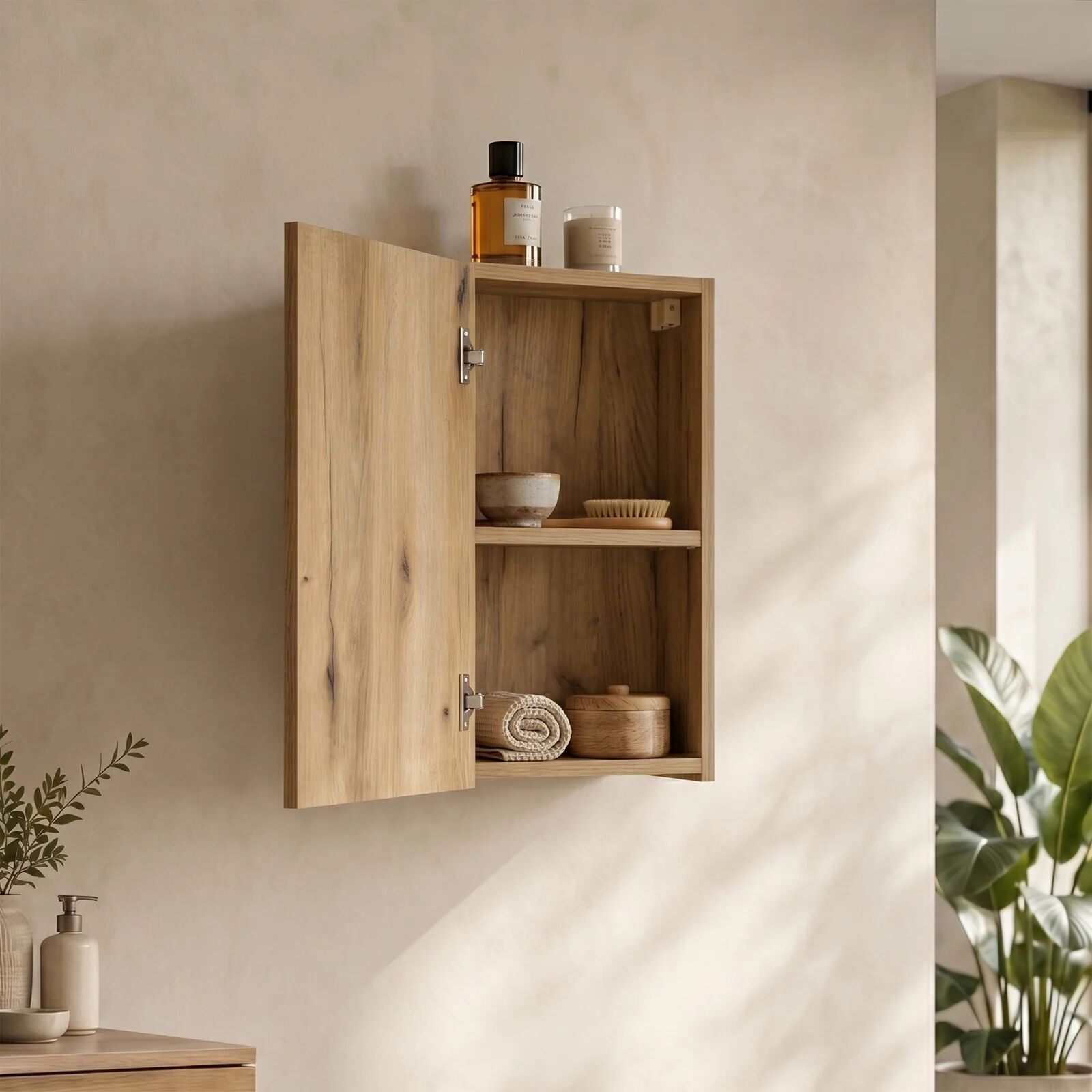 garneroarredamenti Pensile bagno sospeso 30x57h cm 1 anta rovere Rovery